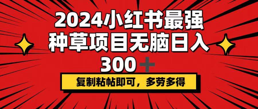 2024小红书最强种草项目，无脑日入300+，复制粘帖即可，多劳多得-小白资源网