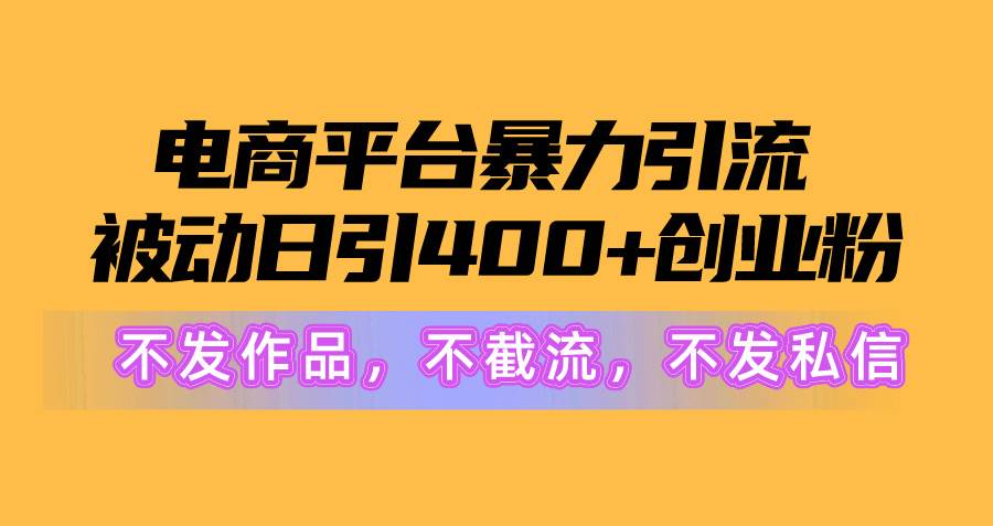 电商平台暴力引流,被动日引400+创业粉不发作品，不截流，不发私信-小白资源网