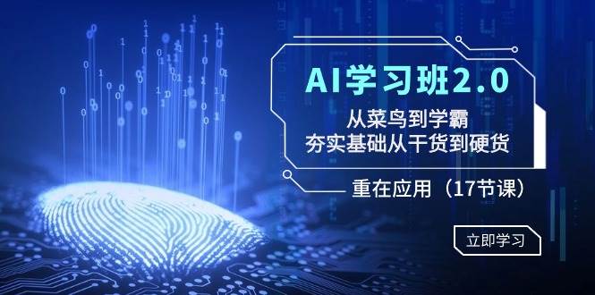 AI学习班2.0：从菜鸟到学霸，夯实基础从干货到硬货，重在应用（17节课）-小白资源网