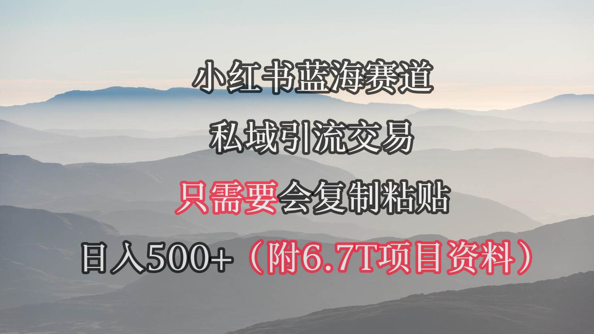 小红书短剧赛道，私域引流交易，会复制粘贴，日入500+（附6.7T短剧资源）-小白资源网