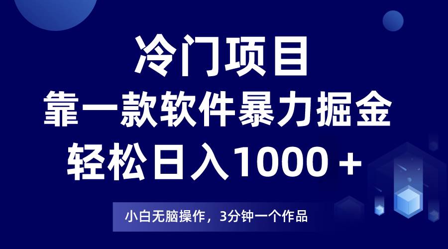 冷门项目，靠一款软件暴力掘金日入1000＋，小白轻松上手第二天见收益-小白资源网