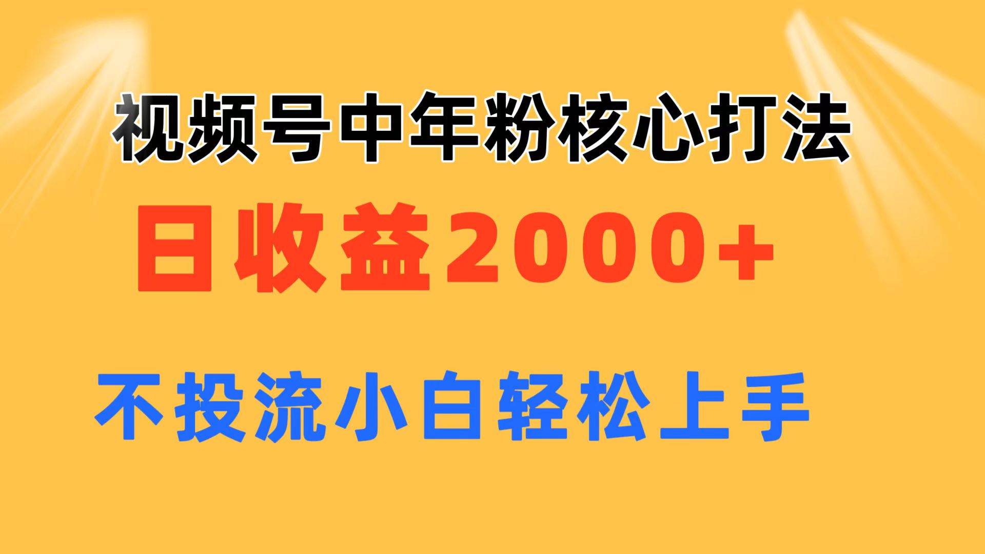 视频号中年粉核心玩法 日收益2000+ 不投流小白轻松上手-小白资源网