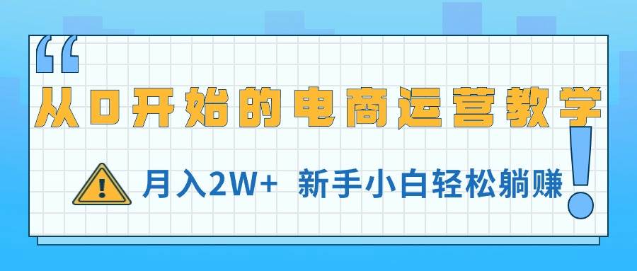 从0开始的电商运营教学，月入2W+，新手小白轻松躺赚-小白资源网