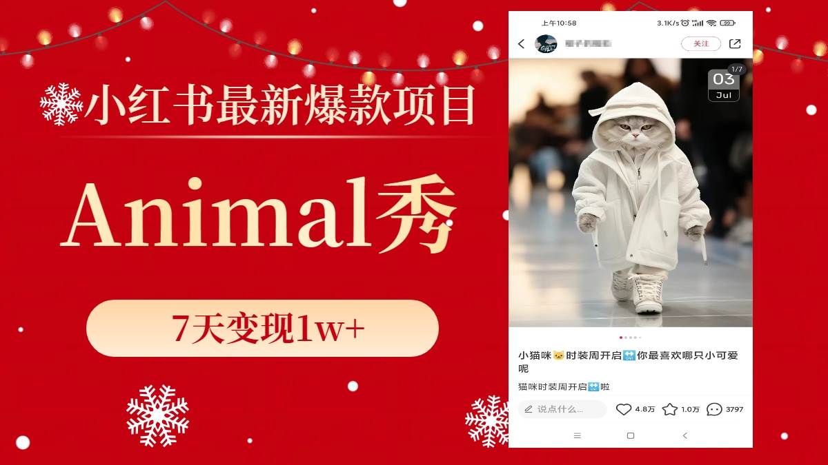 小红书最新爆款项目，Animal秀，7天变现1w+-小白资源网