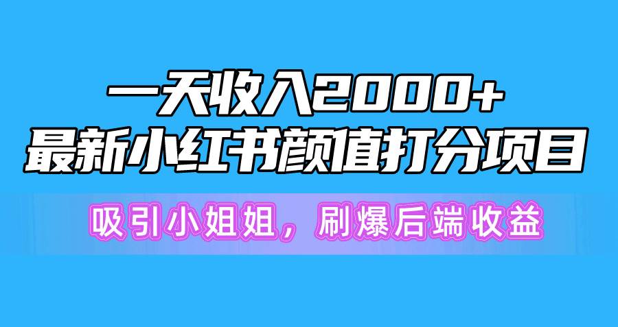 一天收入2000+，最新小红书颜值打分项目，吸引小姐姐，刷爆后端收益-小白资源网