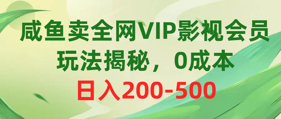 咸鱼卖全网VIP影视会员，玩法揭秘，0成本日入200-500-小白资源网