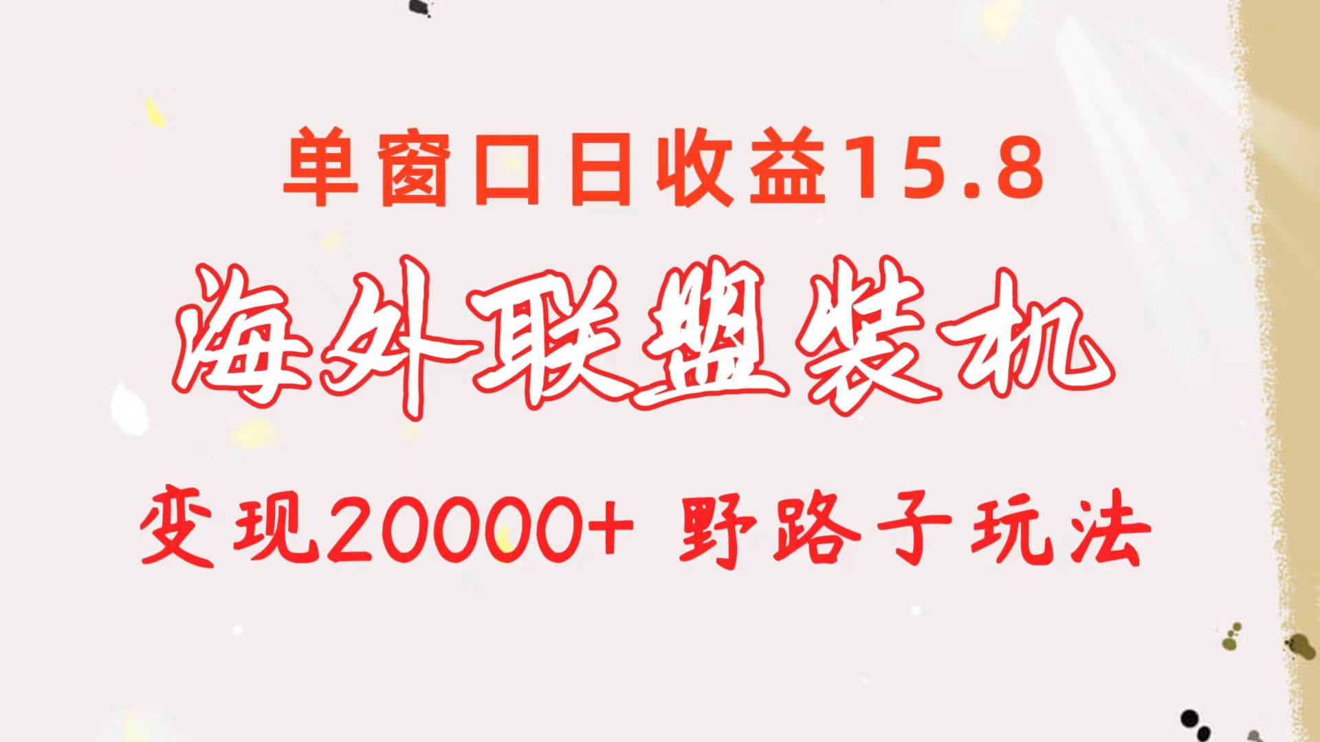 海外联盟装机 单窗口日收益15.8  变现20000+ 野路子玩法-小白资源网