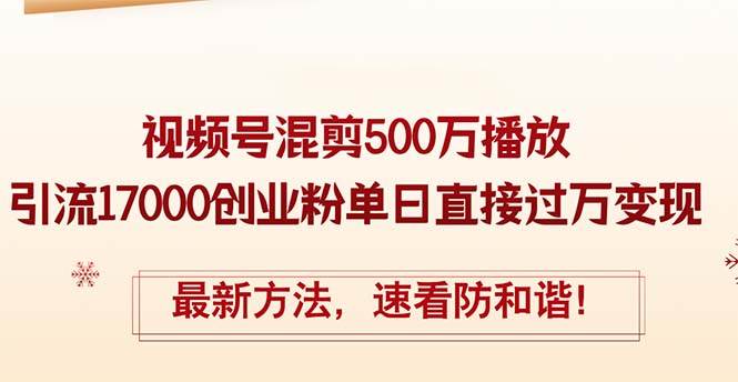精华帖视频号混剪500万播放引流17000创业粉，单日直接过万变现，最新方…-小白资源网