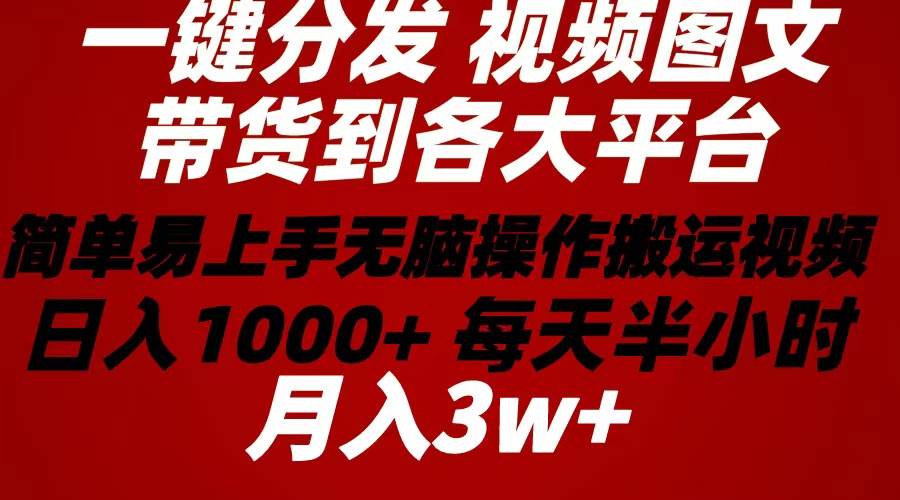 2024年 一键分发带货图文视频  简单易上手 无脑赚收益 每天半小时日入1…-小白资源网