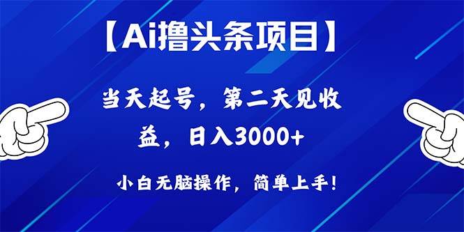 Ai撸头条，当天起号，第二天见收益，日入3000+-小白资源网