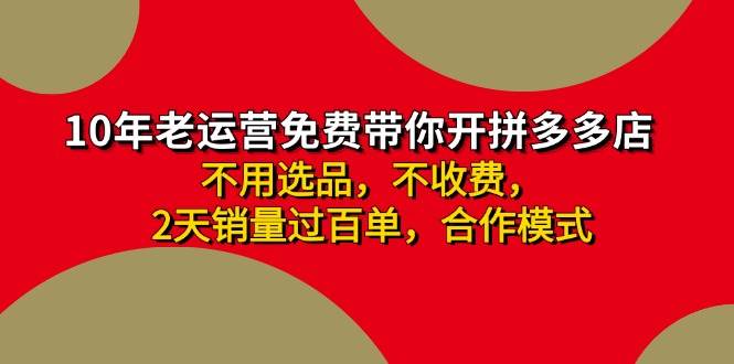 拼多多 最新合作开店日收4000+两天销量过百单，无学费、老运营代操作、…-小白资源网