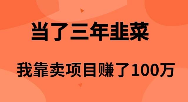 当了3年韭菜，我靠卖项目赚了100万-小白资源网