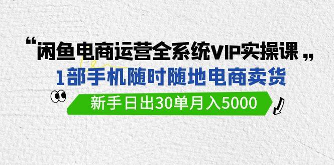 闲鱼电商运营全系统VIP实战课，1部手机随时随地卖货，新手日出30单月入5000-小白资源网