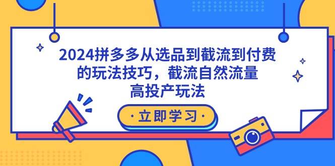 2024拼多多从选品到截流到付费的玩法技巧，截流自然流量玩法，高投产玩法-小白资源网