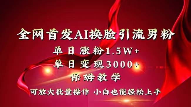 全网独创首发AI换脸引流男粉单日涨粉1.5W+变现3000+小白也能上手快速拿结果-小白资源网