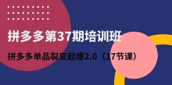 拼多多第37期培训班：拼多多单品裂变起爆2.0（17节课）-小白资源网