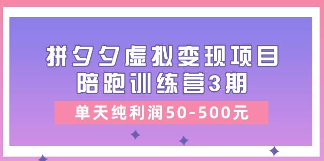 某收费培训《拼夕夕虚拟变现项目陪跑训练营3期》单天纯利润50-500元-小白资源网