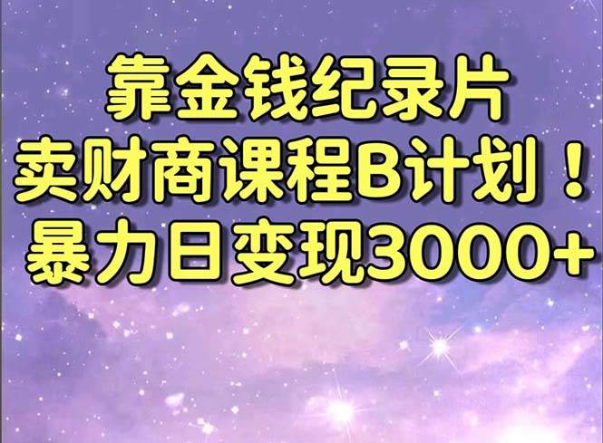 靠金钱纪录片卖财商课程B计划！暴力日变现3000+，喂饭式干货教程！-小白资源网