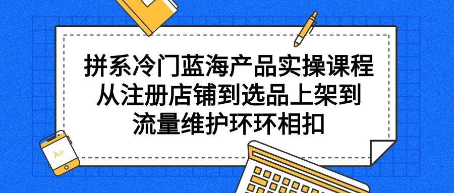 拼系冷门蓝海产品实操课程，从注册店铺到选品上架到流量维护环环相扣-小白资源网