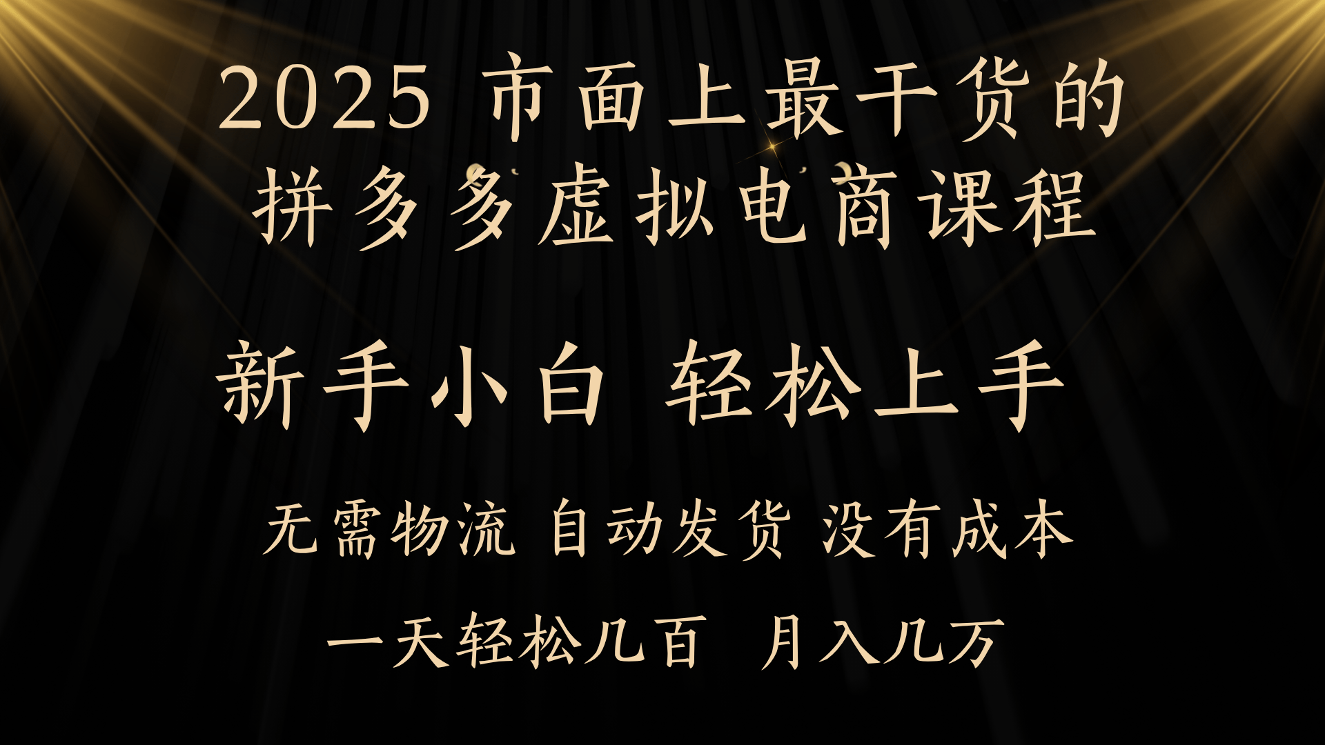 25年最干货的拼多多虚拟电商课程，小白轻松上手，月入过万只是门槛！虚拟电商，如皓月见青天！-小白资源网