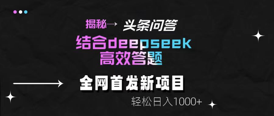 揭秘头条问答新玩法！结合deepseek高效答题，轻松日入1000+-小白资源网