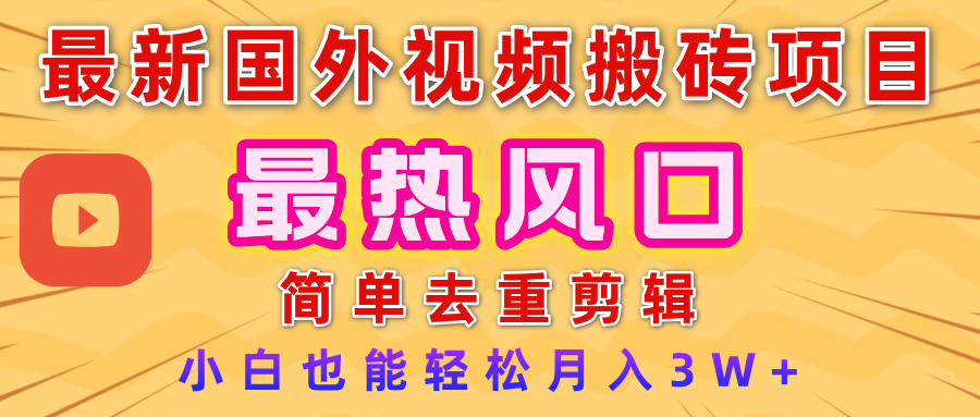 2025最新热门风口，国外视频搬砖项目，简单去重剪辑，小白也能轻松月入3W+-小白资源网