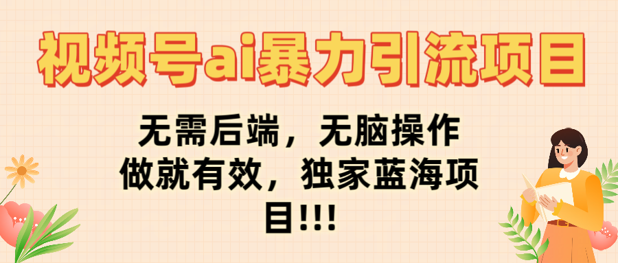 视频号ai暴力引流项目，无需后端，无脑操作，做就有效，独家蓝海项目!!!-小白资源网