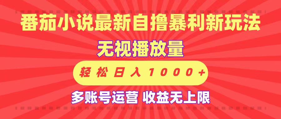 最新番茄小说自撸暴利新玩法！无视播放量，可放大，轻松日入1000+，收益无上限！-小白资源网