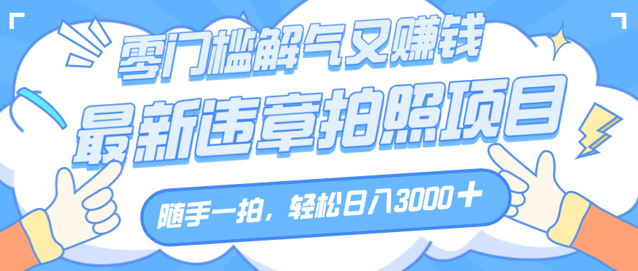 解气又赚钱的项目，随手一拍，轻松收入3000+，最新违章拍照赚钱-小白资源网