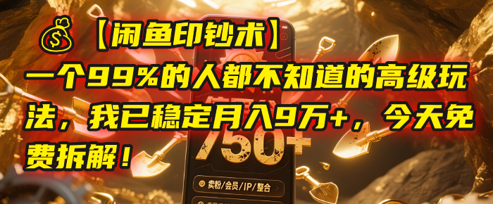 【闲鱼印钞术】一个99%的人都不知道的高级玩法，我已稳定月入9万+，今天免费拆解！-小白资源网