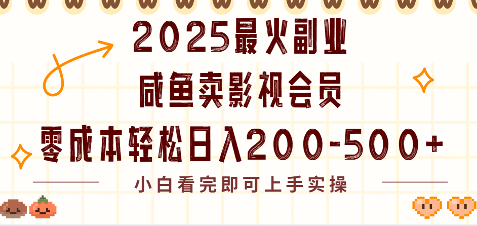 2025最火副业闲鱼卖vip影视会员，零成本日入200-500-小白资源网