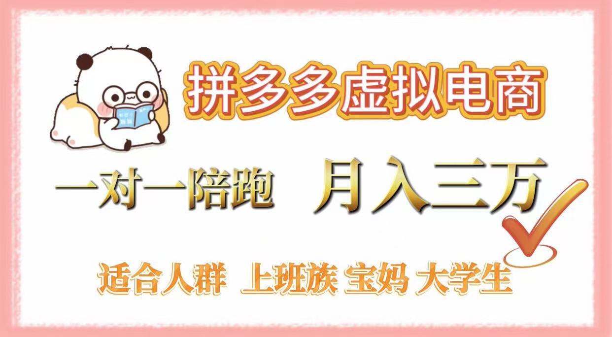 拼多多虚拟电商，一对一陪跑，月入3万，0囤货，轻资产，不发货-小白资源网