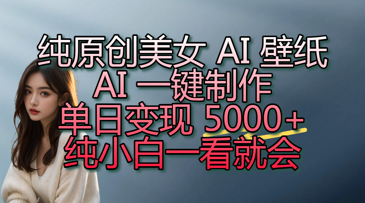纯原创美女 AI 壁纸玩法，AI 一键制作，单日变现 5000+，纯小白一看就会-小白资源网
