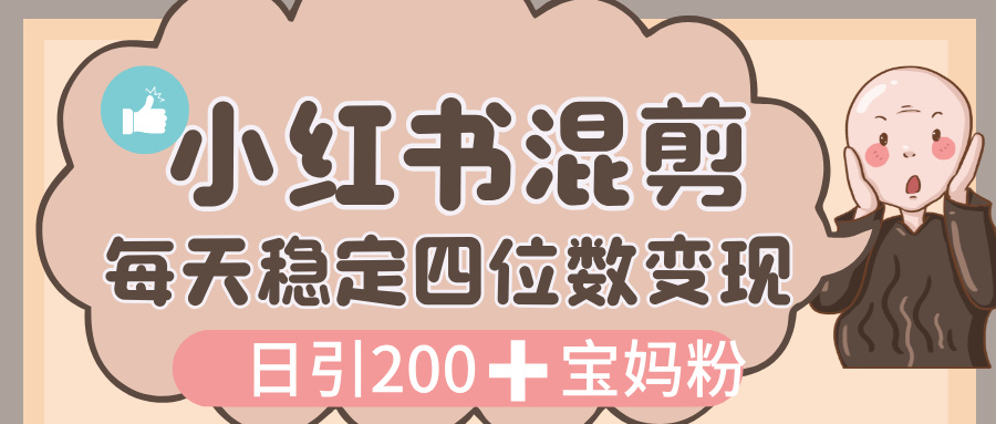 价值 3980 的小红书混剪， 虚拟变现，日引 200+宝妈创业粉，每天稳定四位数变现-小白资源网