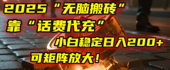 无脑搬砖项目：靠“话费代充”，小白稳定日入200+，可矩阵放大！-小白资源网