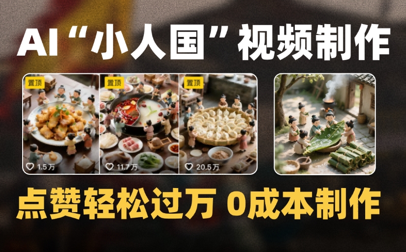 爆款1000W+微缩景观迷你小人国AI视频，0成本制作全流程教学-小白资源网