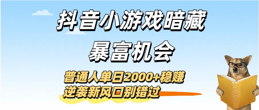 抖音小游戏暗藏暴富机会！普通人单日2000+稳赚，逆袭新风口别错过-小白资源网