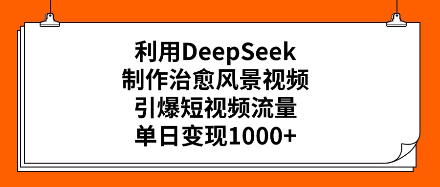 利用DeepSeek制作，治愈风景视频，引爆短视频流量，单日变现1000+-小白资源网