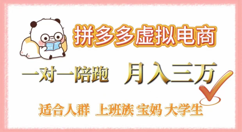 拼多多虚拟电商，0囤货，轻资产，无需发货，一对一陪跑，月入3万-小白资源网