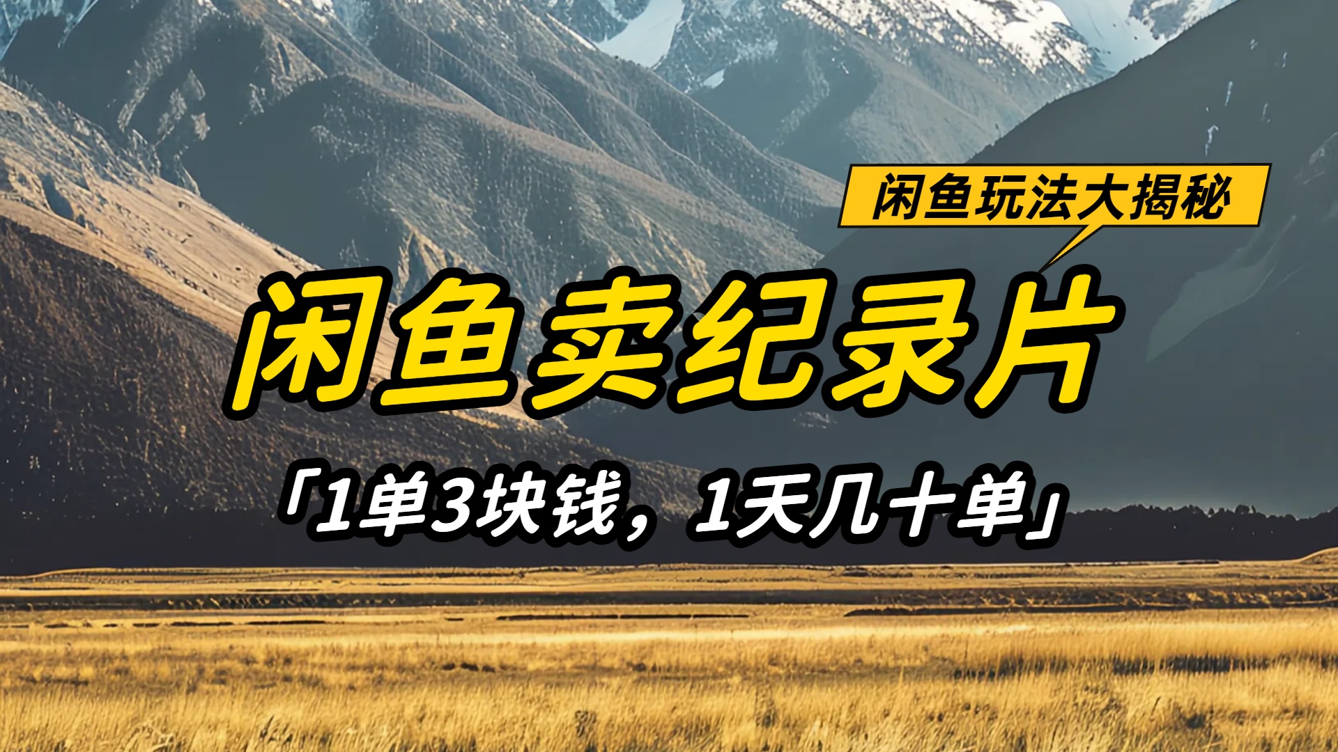 闲鱼卖纪录片1单3块钱，1天几十单，项目稳定有潜力-小白资源网