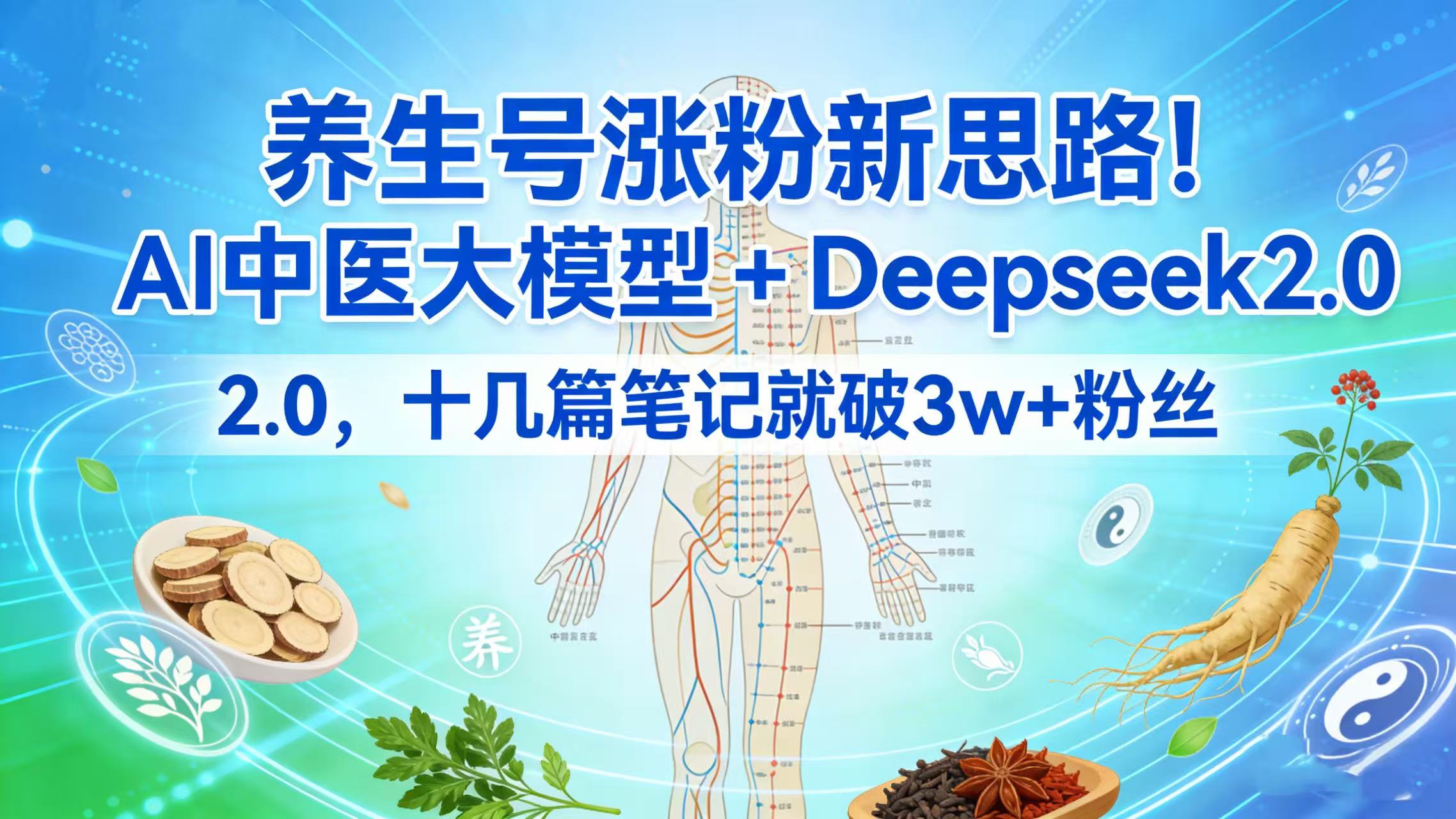 养生号涨粉新思路！AI 中医大模型 + Deepseek 2.0，十几篇笔记就破 3w + 粉丝-小白资源网